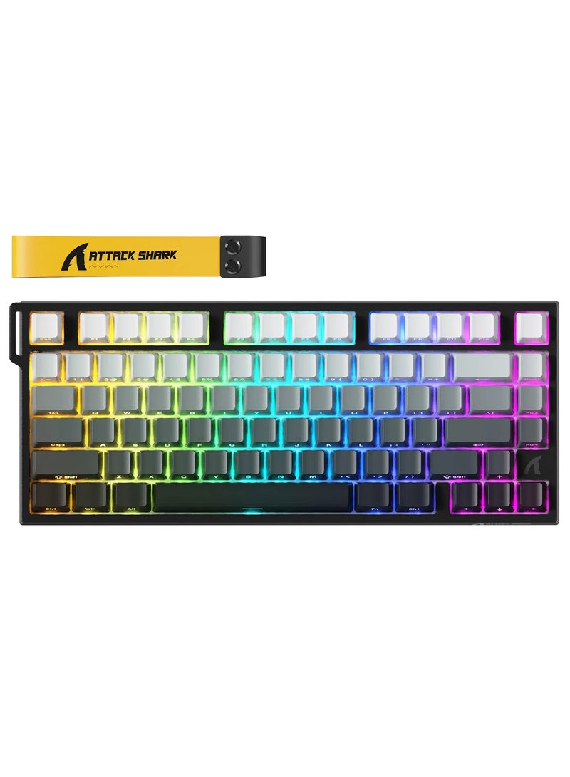 هجوم القرش لوحة مفاتيح الألعاب الميكانيكية السلكية R82 HE Rapid Trigger TKL NKRO مع معدل استجابة 8K، ودقة زمن استجابة 0.005 مم، ومعدل مسح 256 ألف، وخمس طبقات عازلة للصوت، ومفاتيح مغناطيسية بتقنية تأثير هول، وبرنامج تشغيل لأجهزة الكمبيوتر الشخصية وأجهزة ماك (Moonlight). - Image 1